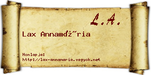 Lax Annamária névjegykártya