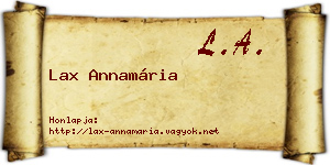 Lax Annamária névjegykártya